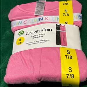 Brand New Calvin Klein Black and Pink Four Piece Youth Sleepwear